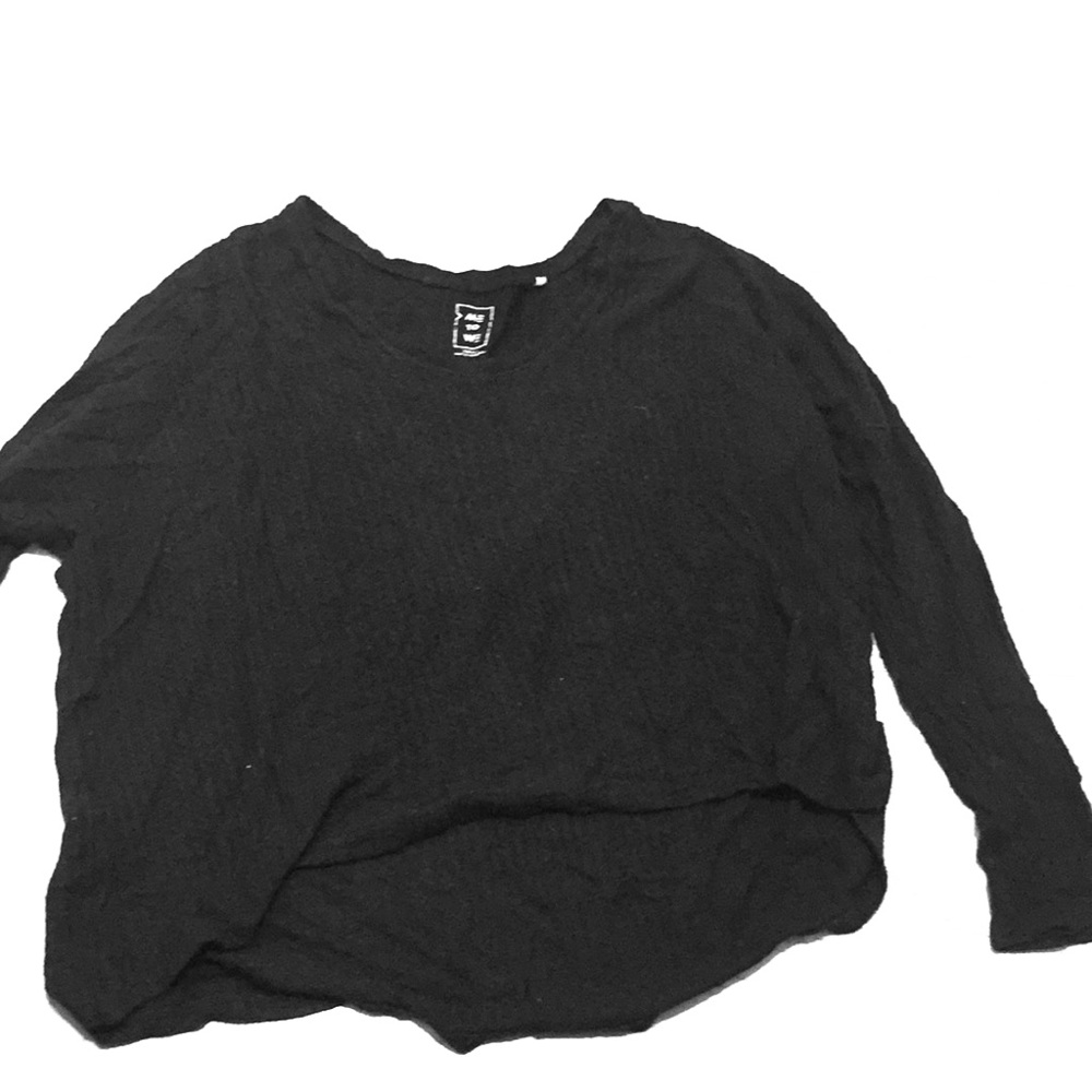 black waffle long sleeve top